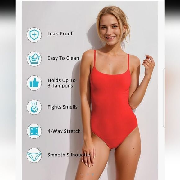 Beautikini Tummy Control One Piece period Swimsuit NWT Medium - Picture 3 of 13